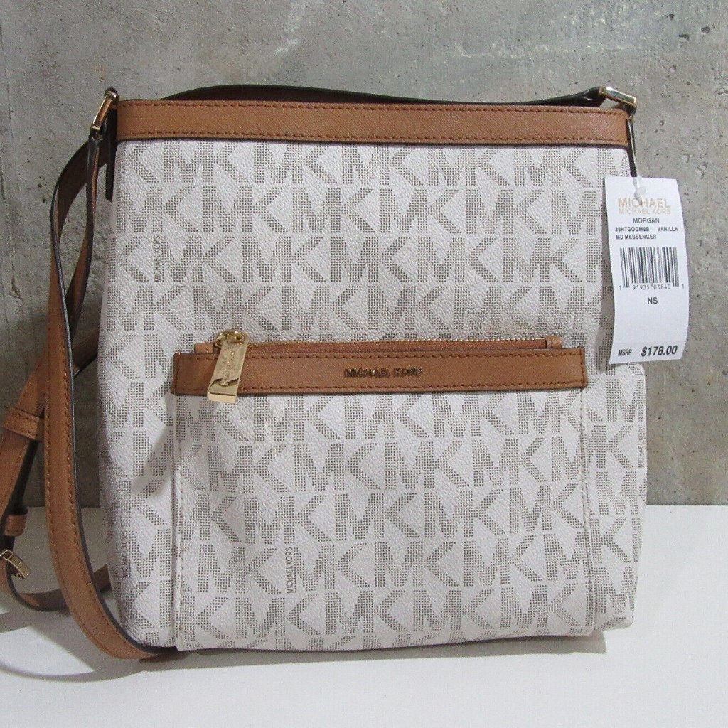 Michael Kors Morgan Medium Messenger Crossbody Bag Vanilla
